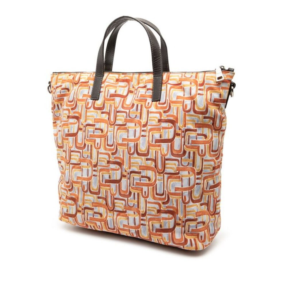 Prada Tote Shoulder Bag 2-Way Brown Beige Blue - Picture 2 of 8